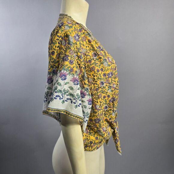 Chelsea & Violet Small Yellow Flutter Sleeve Tie Front Blouse R5 - Picture 2 of 4